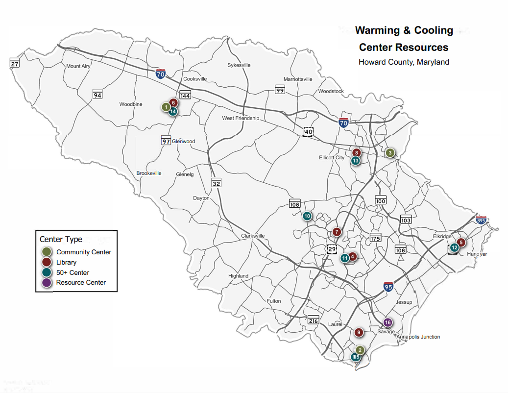 Map of Warming/Cooling Center Locations 