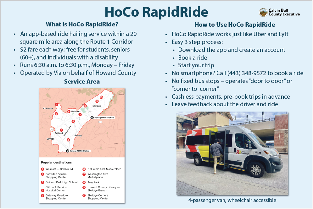 2026 Open House Board Showing HoCo Rapid Ride General Information 