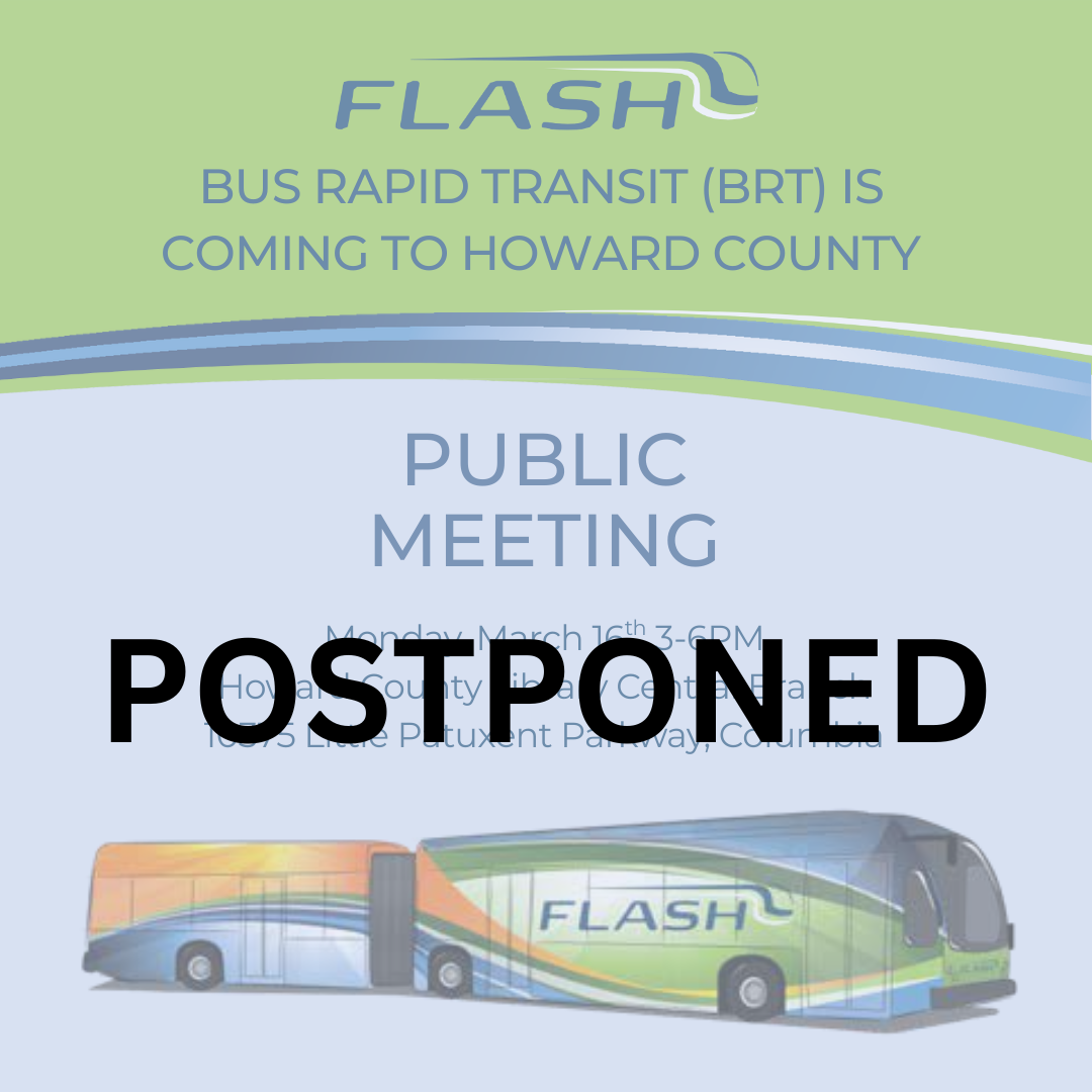 Flash Howard County Downtown Columbia March 2026 Meeting Flyer - Postponed