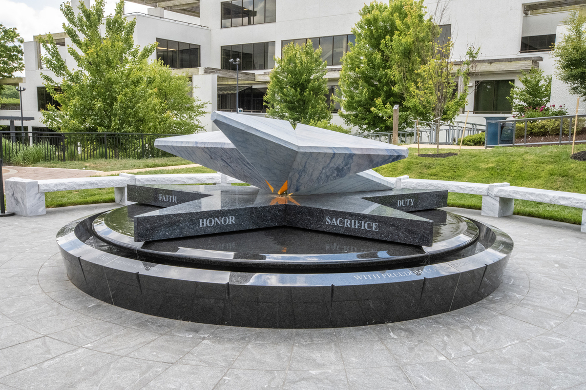 Howard County Veterans and Military Families monument in Millie Bailey Park in Columbia. 