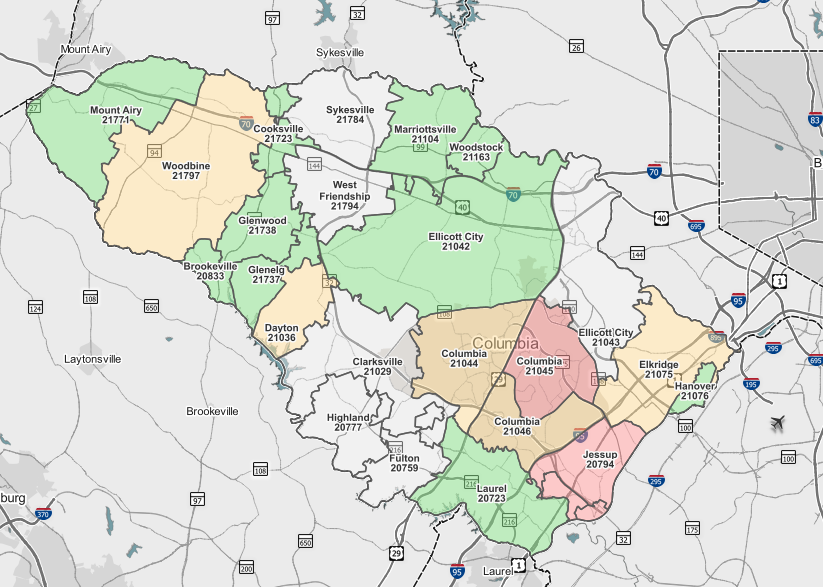 Screenshot of County showing areas where overdose levels are highest and lowest