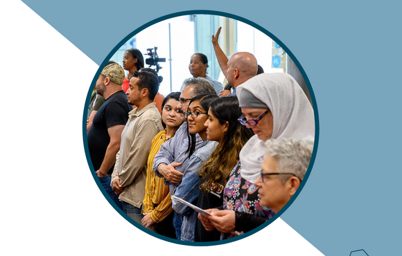 A group of individuals at a communal event