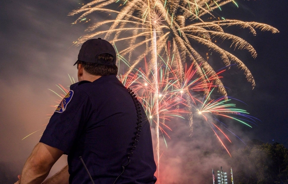 police officer fireworks