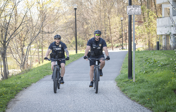 Officers riding bikes