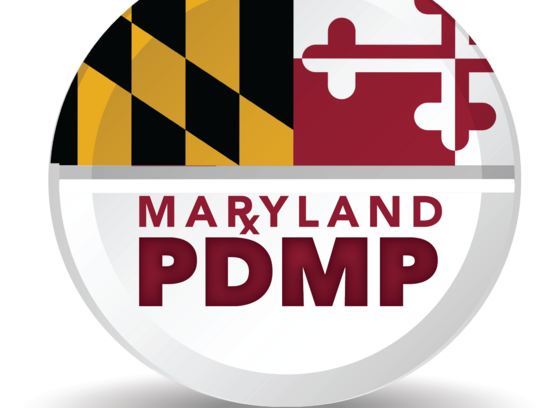 Maryland PDMP button. Maryland flag image above text