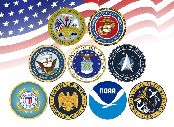 Logos of all branches of the US Military