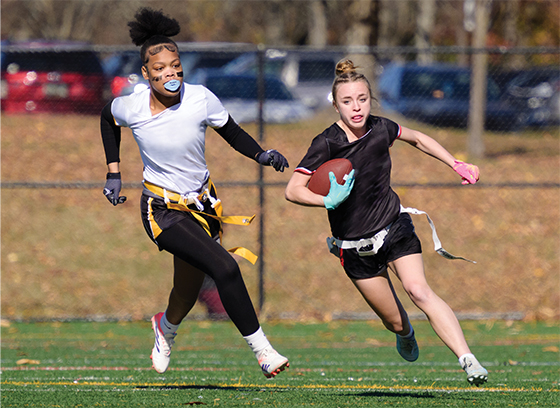 Women playing flag football