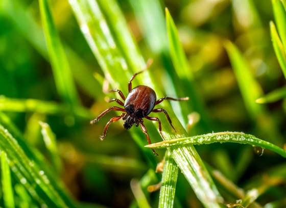 A tick in the grass