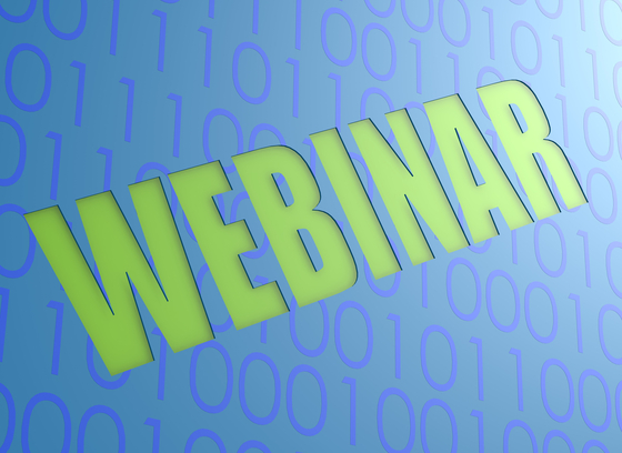 Webinar over field of blue 0s and 1s