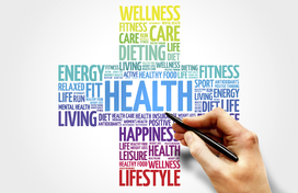 Health word cloud in cross shape