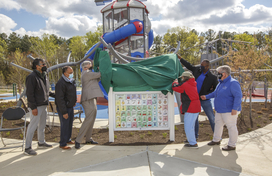 Officials unveil communication board at Blandair playground