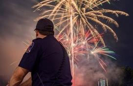 police officer fireworks