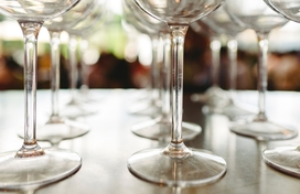 A photo of empty wine glasses.