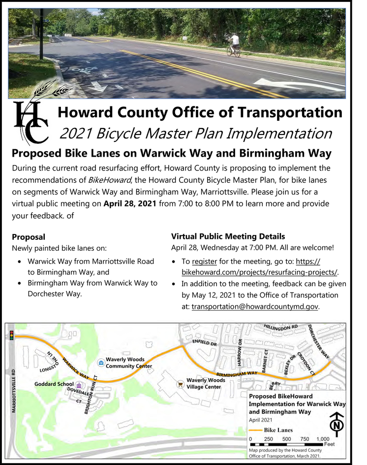 Flyer for Warwick Way Bike Lane Meeting