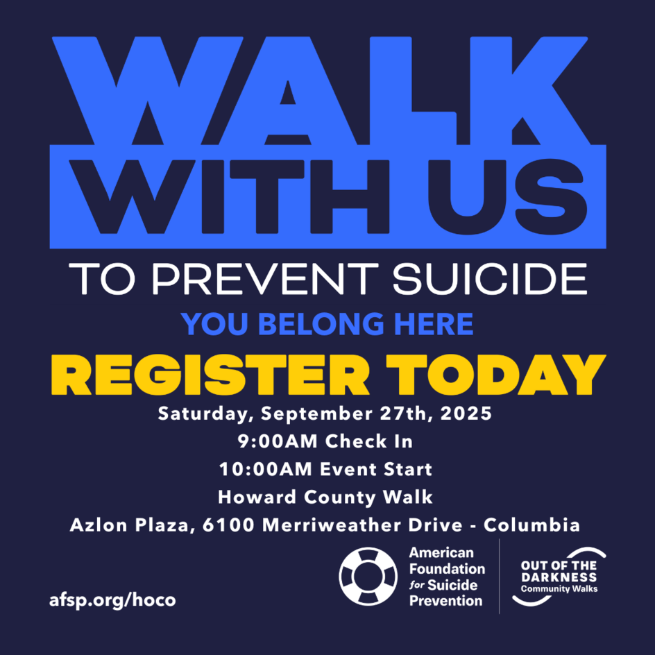 Out of the Darkness walk flier. Register: afsp.org/hoco