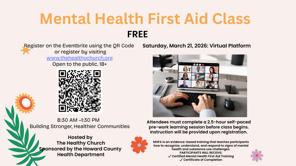 Mental Health First Aid Class event details graphic