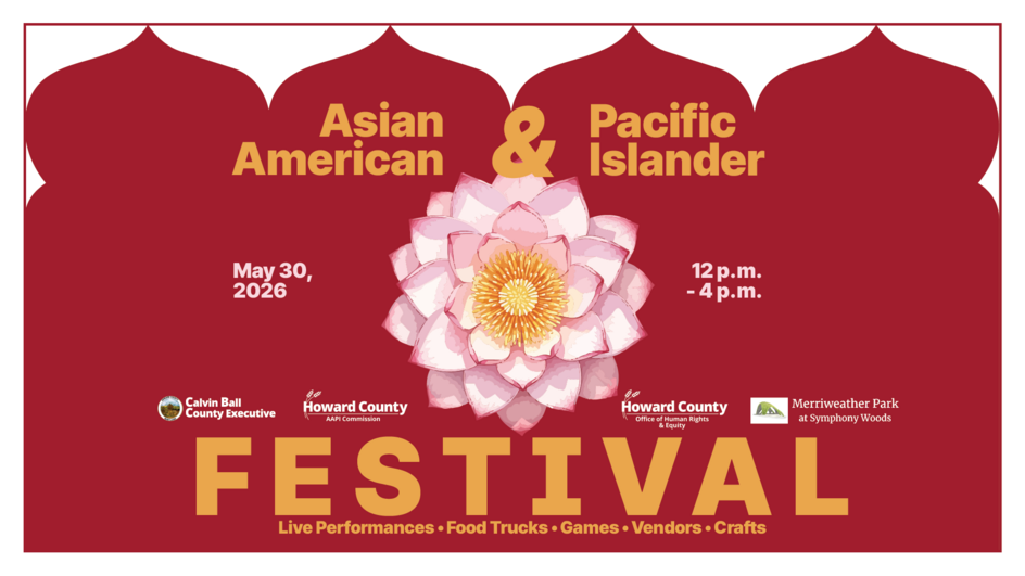 An image of a lotus flower advertising the Asian American Pacific Islander Festival on May 30 from 12:00 - 4:00 PM 