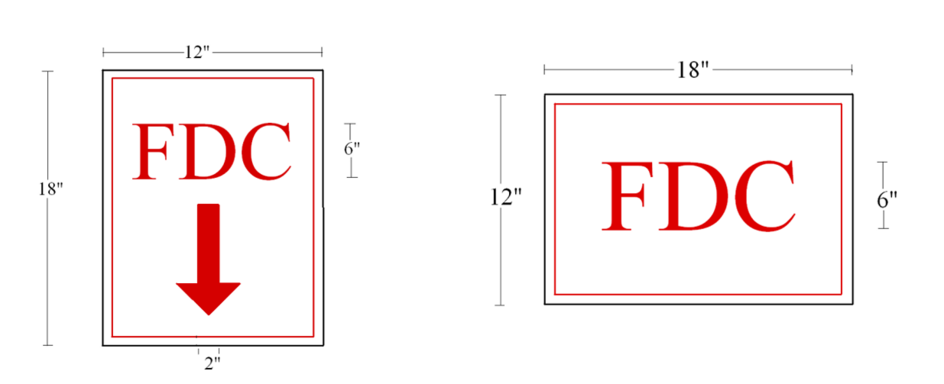 Two examples of FDC signage, one vertical and one horizontal.