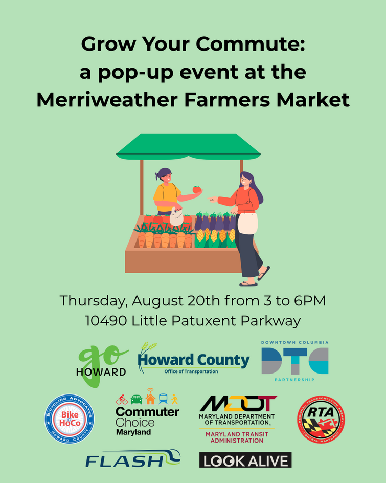Flyer for the Merriweather Farmers Market on August 20, 2026