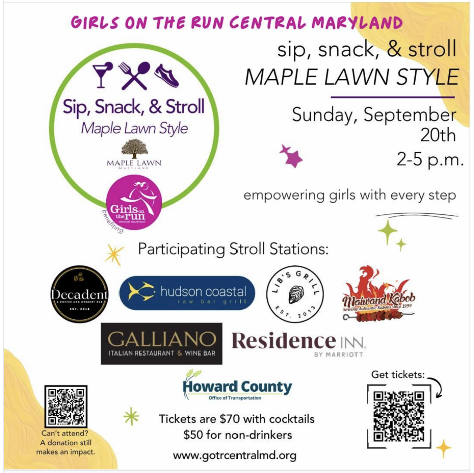 Maple Lawn Sip, Snack, and Stroll Event 2026 Graphic