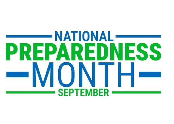 National Preparedness Month written in blue and green text.