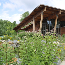 Robinson Nature Center in spring with blooming flowers