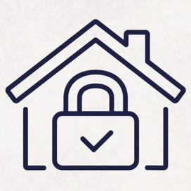 Safe Firearm storage graphic of a padlock within a house outline