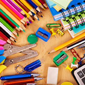 An array of school supplies