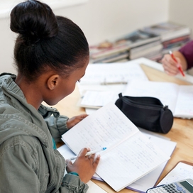 Students studying for midterms