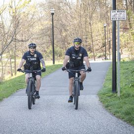 Officers riding bikes