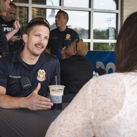 Officer talks to citizen