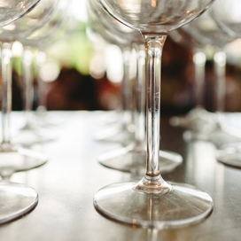A photo of empty wine glasses.